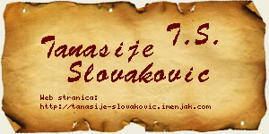 Tanasije Slovaković vizit kartica